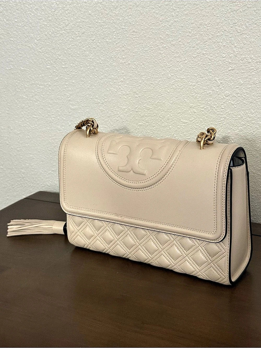 Tory Burch Fleming Convertible Shoulder Bag Cream